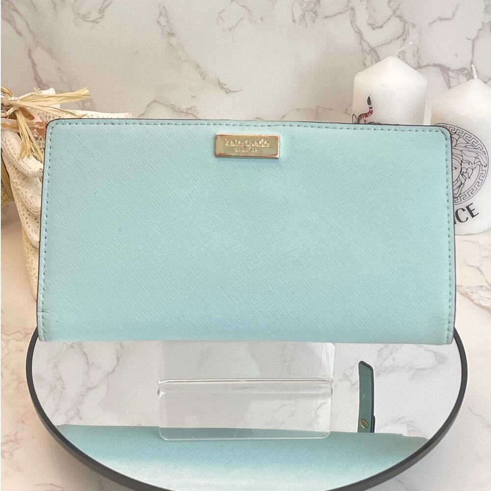 Kate Spade New York Laurel Way Stacy Bifold Wallet Light Blue Saffiano Leather